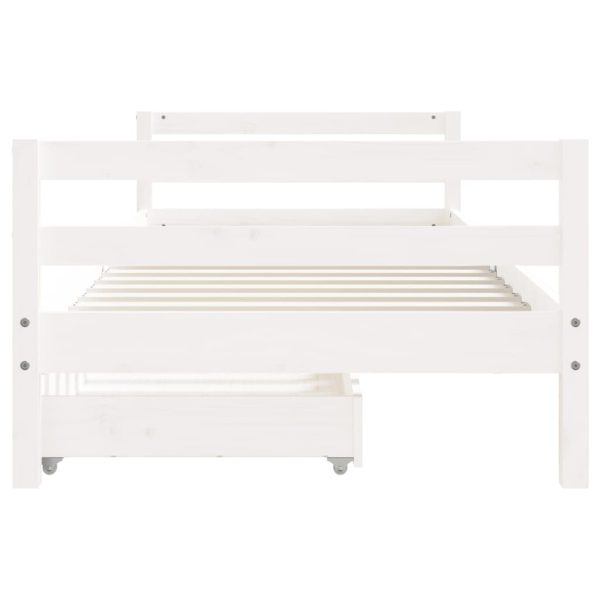 Cadru de pat cu sertare de copii, alb, 90x200 cm lemn masiv pin