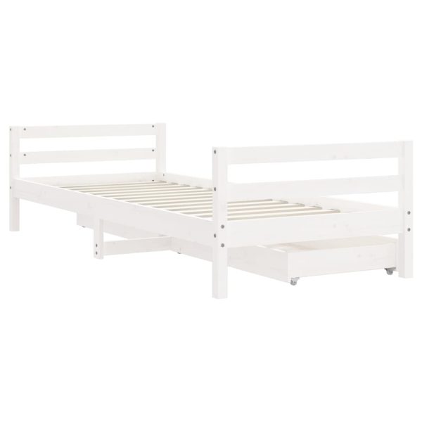 Cadru de pat cu sertare de copii, alb, 90x200 cm lemn masiv pin