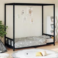 8720845445454_m_en_hd_1 Cadru pat pentru copii, negru, 90x200 cm, lemn masiv de pin