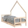 Cadru pat copii cu sertare, 80x200 cm, lemn masiv de pin