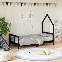 8720845445812_m_en_hd_1 Cadru de pat pentru copii, negru, 80x160 cm, lemn masiv de pin