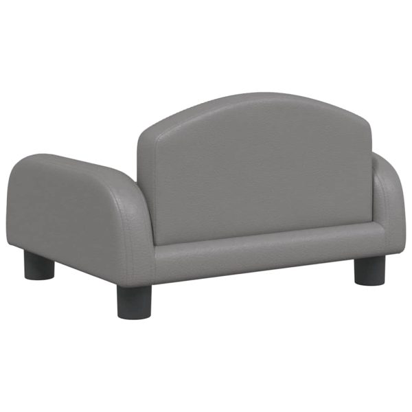 Canapea pentru copii, gri, 50x40x30 cm, piele ecologică