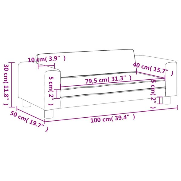 Canapea pentru copii cu taburet crem 100x50x30 cm catifea