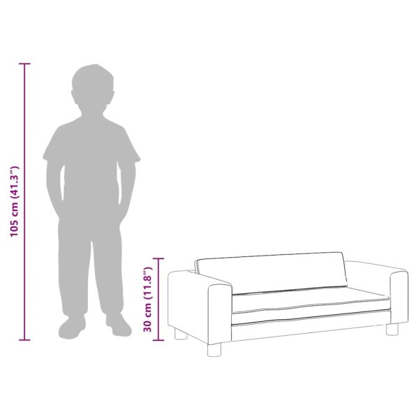 Canapea copii cu taburet gri 100x50x30cm piele ecologică