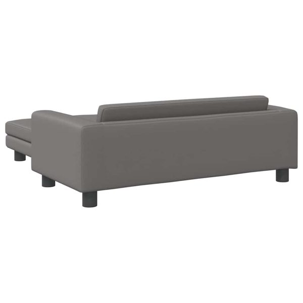 Canapea copii cu taburet gri 100x50x30cm piele ecologică