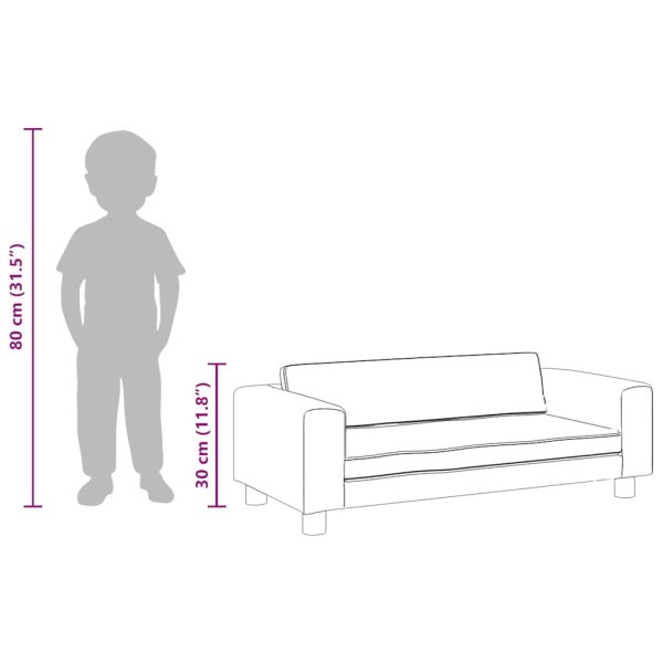 Canapea copii cu taburet gri 100x50x30cm piele ecologică