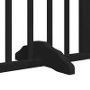 Poartă câini pliabilă cu ușă 12 panouri negru 600 cm, lemn plop