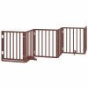 Poartă câini pliabilă cu ușă 15 panouri maro 750 cm, lemn plop