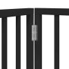 Poartă câini pliabilă cu ușă 6 panouri negru, 480 cm, lemn plop