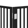 Poartă câini pliabilă cu ușă 6 panouri negru, 480 cm, lemn plop