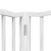 Poartă câini pliabilă cu ușă 12 panouri, alb, 600 cm, lemn plop