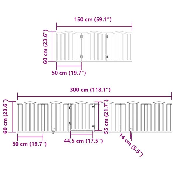 Poartă câini pliabilă cu ușă 9 panouri negru, 450 cm, lemn plop