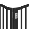 Poartă câini pliabilă cu ușă 9 panouri negru, 450 cm, lemn plop