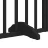 Poartă câini pliabilă cu ușă 9 panouri negru, 450 cm, lemn plop
