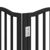 Poartă câini pliabilă cu ușă 15 panouri negru 750 cm, lemn plop