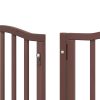 Poartă câini pliabilă cu ușă 9 panouri maro, 450 cm, lemn plop