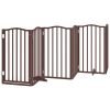 Poartă câini pliabilă cu ușă 12 panouri maro 600 cm, lemn plop