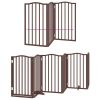 Poartă câini pliabilă cu ușă 15 panouri maro 750 cm, lemn plop