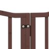 Poartă câini pliabilă cu ușă 15 panouri maro 750 cm, lemn plop