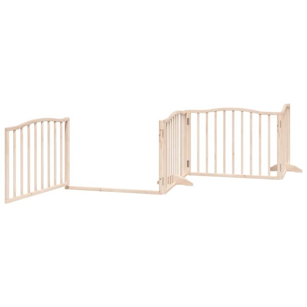 Poartă de câini pliabilă cu ușă, 12 panouri, 960 cm, lemn plop