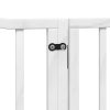Poartă câini pliabilă cu ușă, 6 panouri, alb, 480 cm, lemn plop