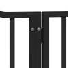 Poartă câini pliabilă cu ușă 12 panouri negru 960 cm, lemn plop
