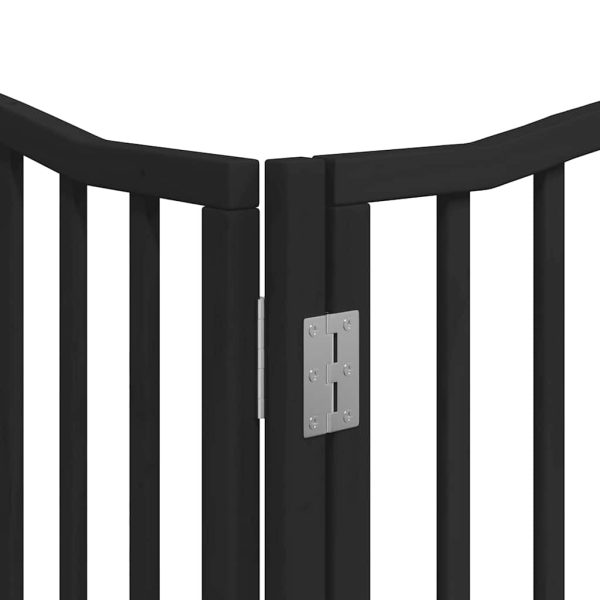 Poartă câini pliabilă cu ușă 12 panouri negru 960 cm, lemn plop