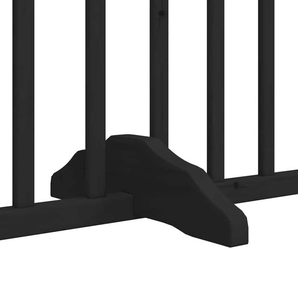 Poartă câini pliabilă cu ușă 12 panouri negru 960 cm, lemn plop