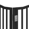 Poartă câini pliabilă cu ușă 12 panouri negru 960 cm, lemn plop