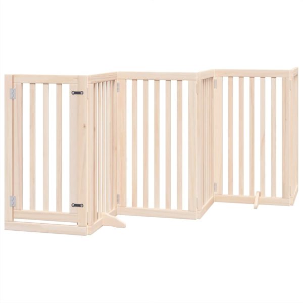 Poartă de câini pliabilă cu ușă, 12 panouri, 600 cm, lemn plop