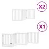 Poartă câini pliabilă cu ușă 12 panouri, alb, 600 cm, lemn plop