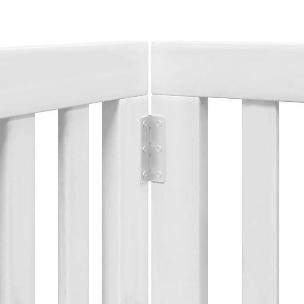 Poartă câini pliabilă cu ușă 15 panouri, alb, 750 cm, lemn plop
