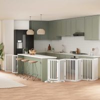 8720845753139_m_en_hd_1 Poartă câini pliabilă cu ușă 15 panouri, alb, 750 cm, lemn plop