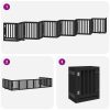 Poartă câini pliabilă cu ușă 12 panouri negru 600 cm, lemn plop