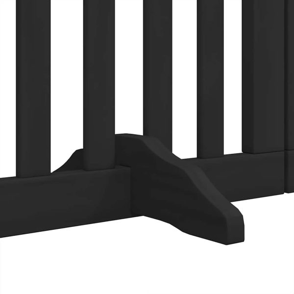 Poartă câini pliabilă cu ușă 12 panouri negru 600 cm, lemn plop