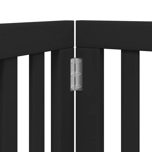 Poartă câini pliabilă cu ușă 12 panouri negru 600 cm, lemn plop