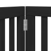 Poartă câini pliabilă cu ușă 12 panouri negru 600 cm, lemn plop
