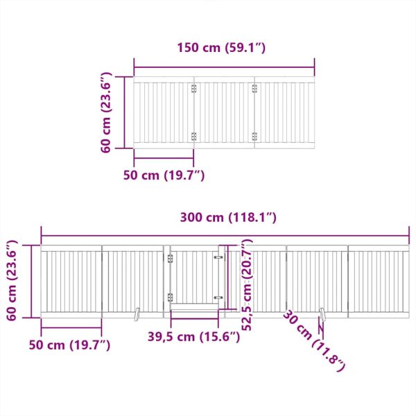 Poartă câini pliabilă cu ușă 15 panouri maro 750 cm, lemn plop