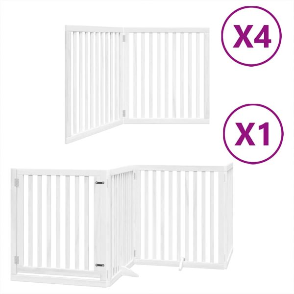 Poartă câini pliabilă cu ușă 12 panouri, alb, 960 cm, lemn plop