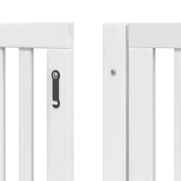 Poartă câini pliabilă cu ușă 12 panouri, alb, 960 cm, lemn plop
