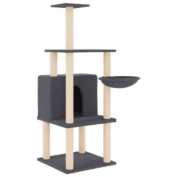 Ansamblu de pisici, stâlpi din funie sisal, gri închis, 132 cm