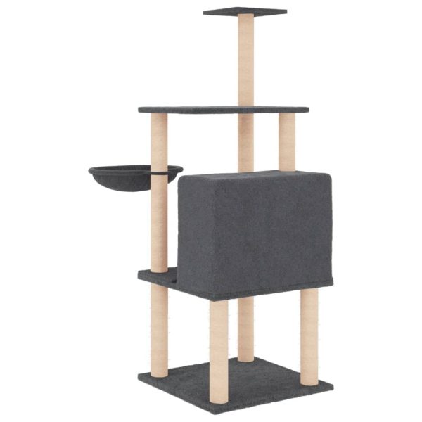 Ansamblu de pisici, stâlpi din funie sisal, gri închis, 132 cm