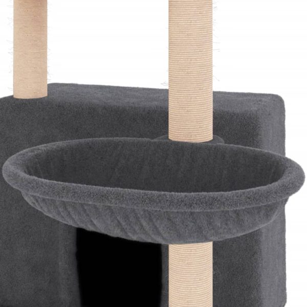 Ansamblu de pisici, stâlpi din funie sisal, gri închis, 132 cm
