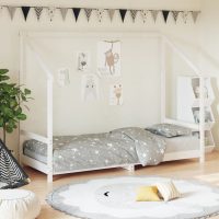 Cadru de pat pentru copii, alb, 80x200 cm, lemn masiv de pin