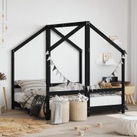 8721012117105_m_en_hd_1 Cadru de pat pentru copii, negru, 2x(70x140) cm, lemn masiv pin