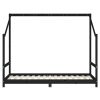 Cadru de pat pentru copii negru 2x(90x190) cm lemn masiv de pin