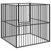 Țarc pentru câini cu 4 panouri, negru, oțel galvanizat