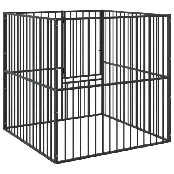 Țarc pentru câini cu 4 panouri, negru, oțel galvanizat