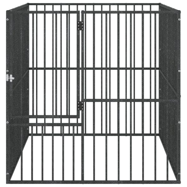 Țarc pentru câini cu 4 panouri, negru, oțel galvanizat