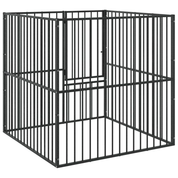 Țarc pentru câini cu 4 panouri, negru, oțel galvanizat